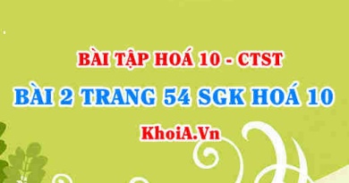 Bài 2 trang 54 SGK Hoá 10 Chân trời sáng tạo